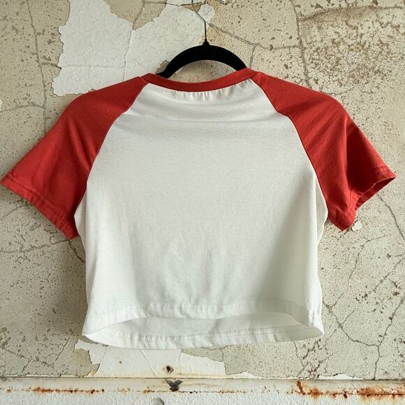 Astrology Graphic Cropped Ringer Tee Mercury in Retrograde White Red Size Small - Picture 3 of 3